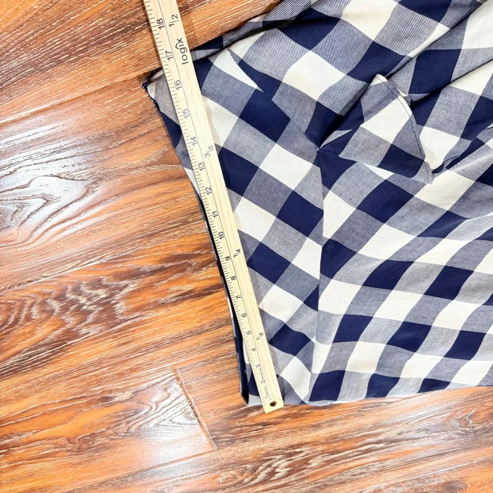Ralph Lauren Navy Gingham Ruffle Front Midi Skirt Blue White Size 8 M Plaid - Picture 3 of 7